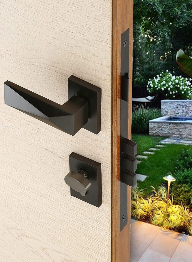 GOSAI Mortise Lock with 3 Computerized Keys - Stylish Matt Black Finish - Secure Handle Set for Home, Hotel & Bedroom Doors - Image 2